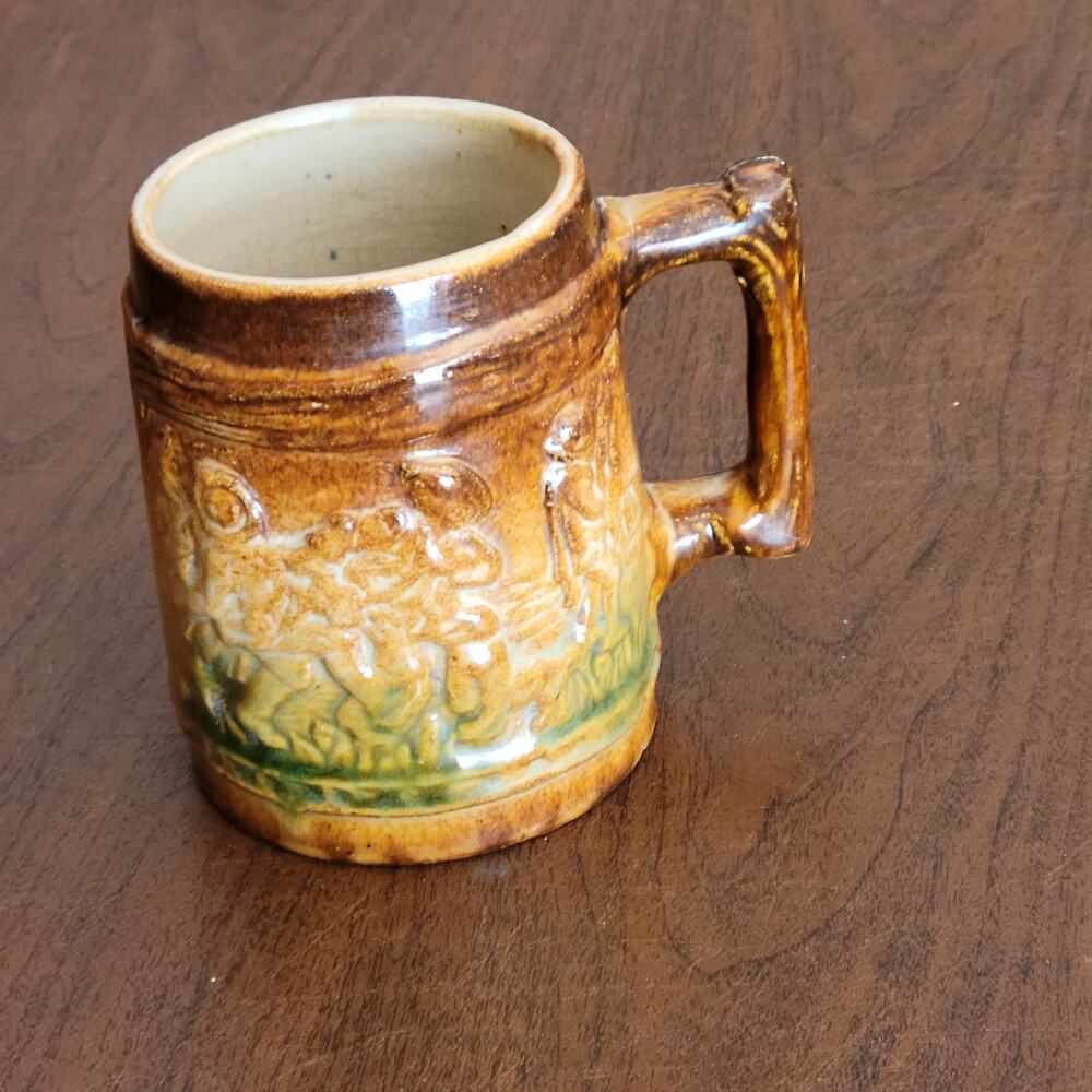 Vintage Brushware 4 1/2" Beer Stein Mug Stoneware Glaze